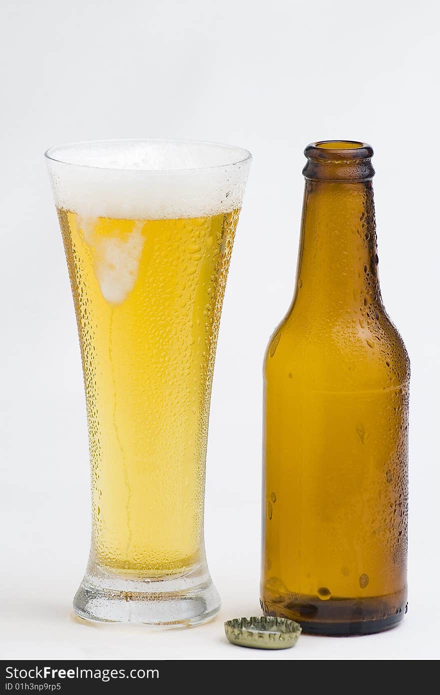 A fresh cold and tasty beer isolated