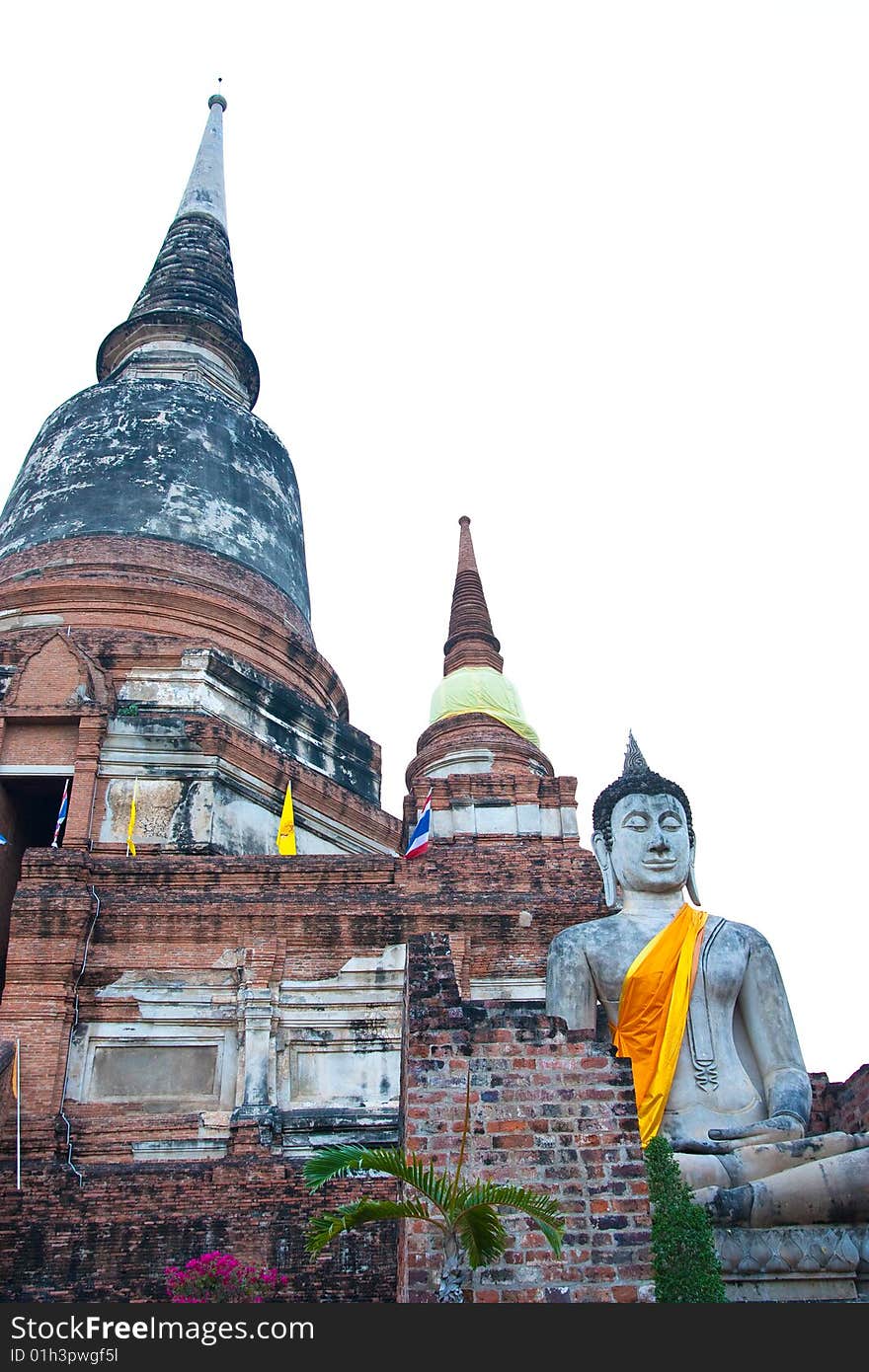 Pagodas and Buddha image in historical park, Ayutthaya province, Thailand. Pagodas and Buddha image in historical park, Ayutthaya province, Thailand.