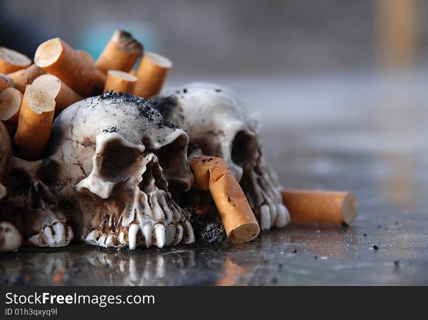 Ashtray made of tiny skulls