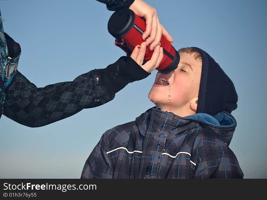 Boy Drinking Water