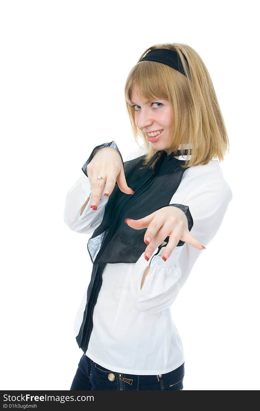 The young glamour girl isolated on a white background