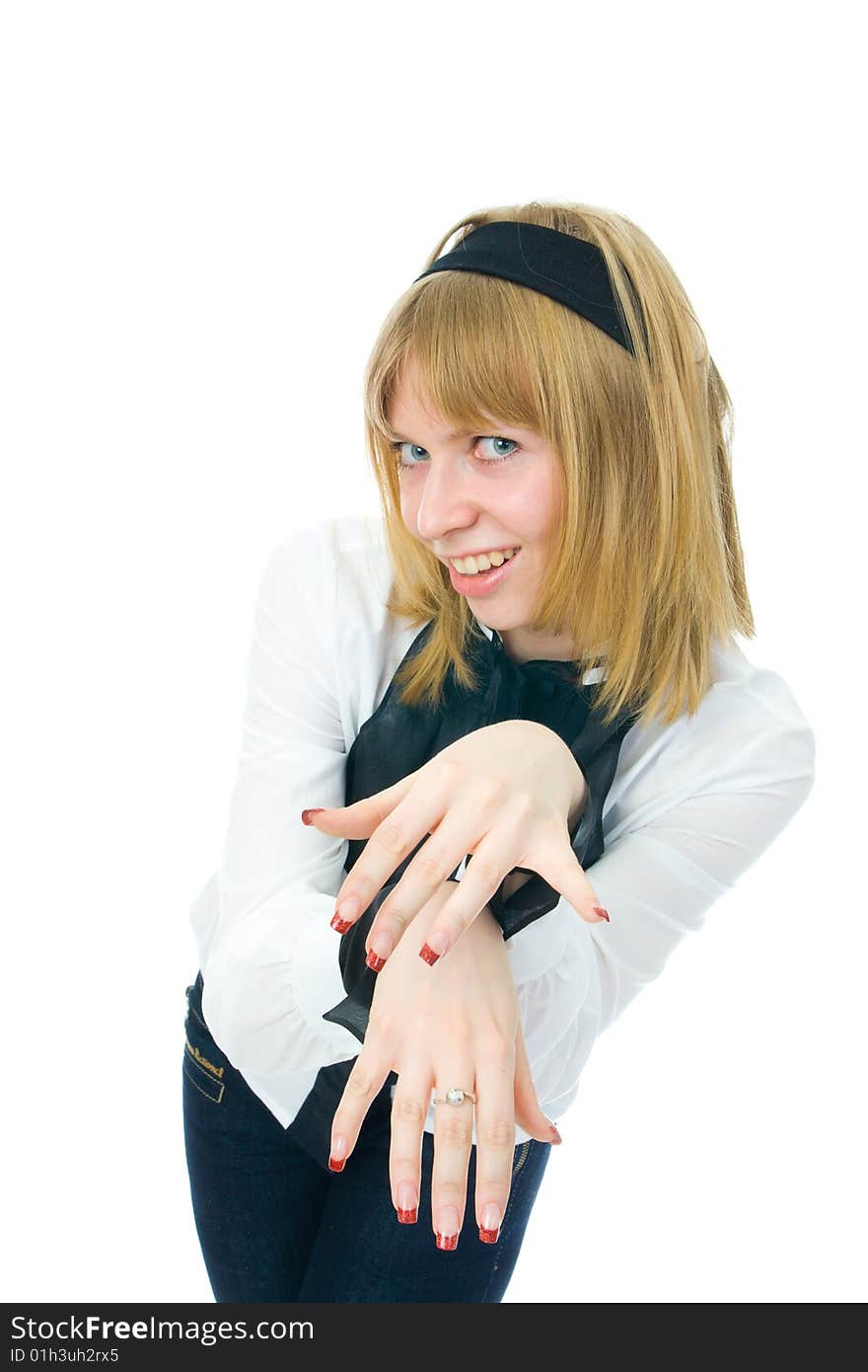 The young glamour girl isolated on a white background