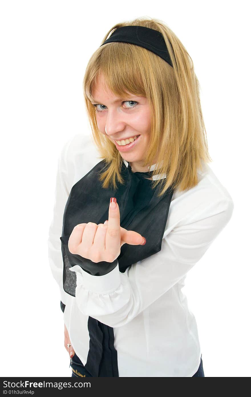 The young glamour girl isolated on a white background