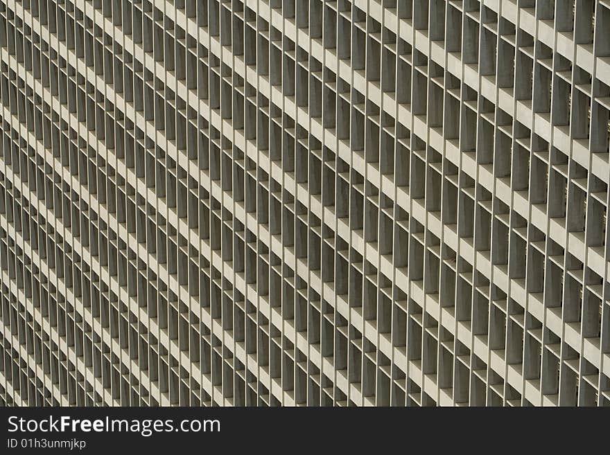 Close up of office building in downtown Los Angeles in daytime.