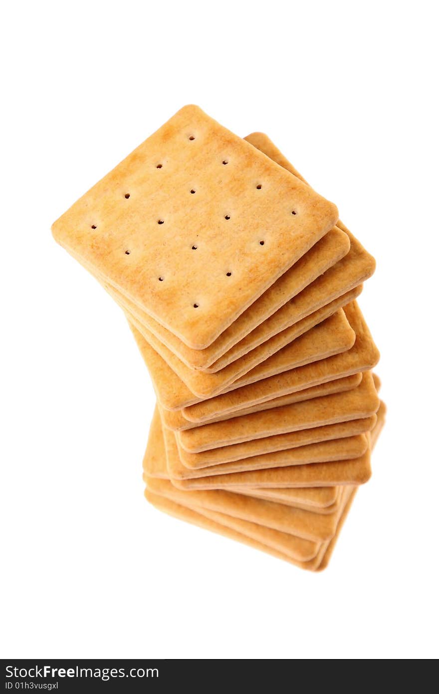 Pile of crackers isolated on white