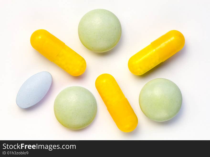 A few various kinds of drugs in different colours