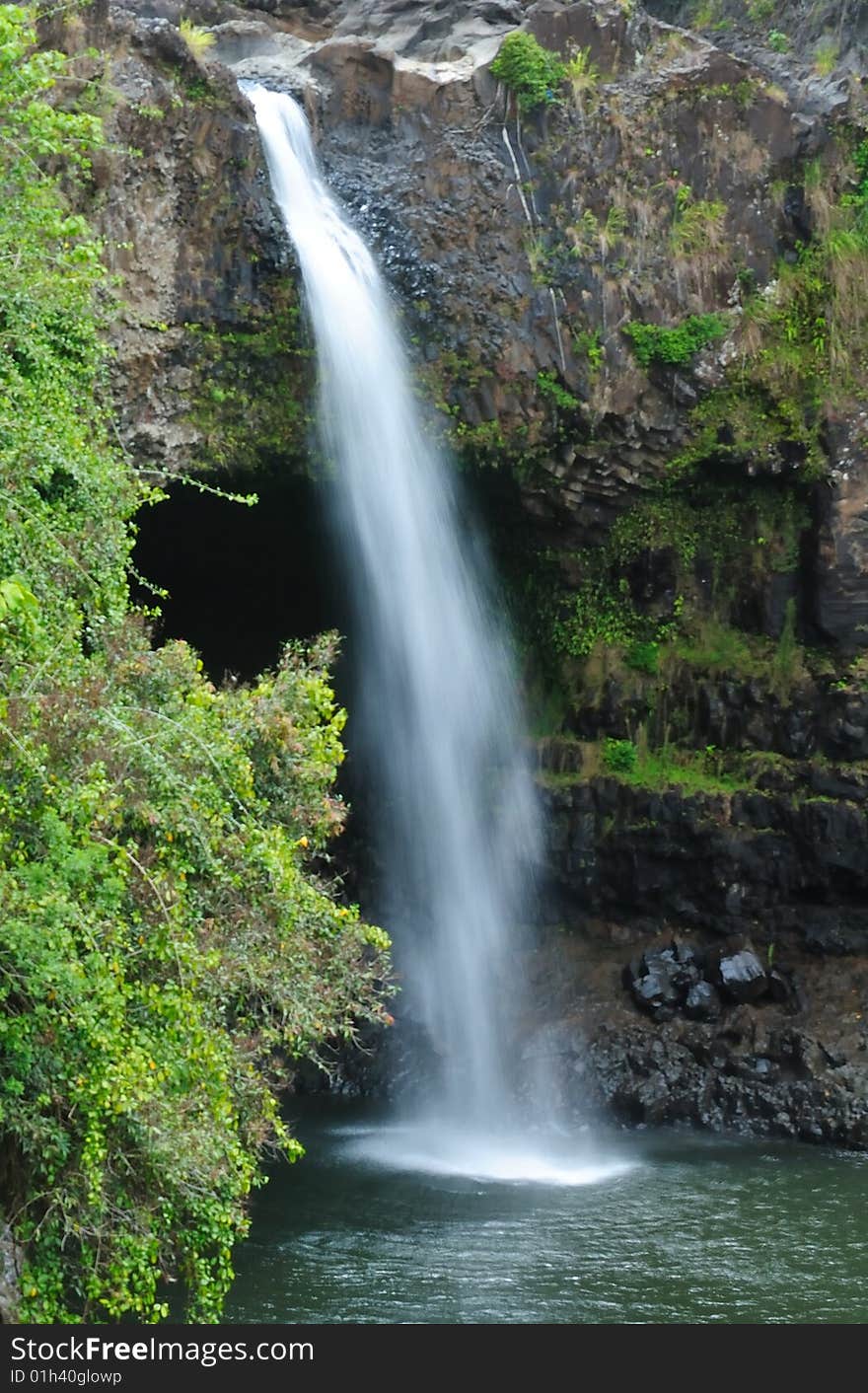 A waterfall in a tropical forest