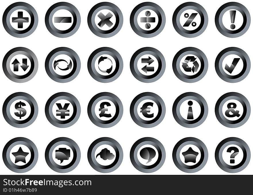 Illustration of internet buttons, gray