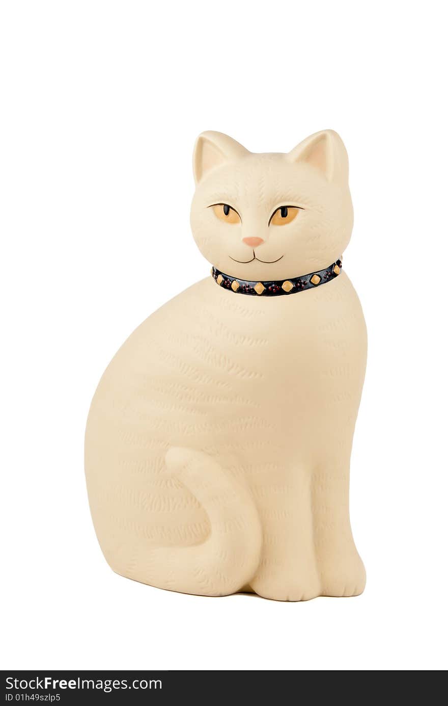 Ceramic cat toy isolated over white background