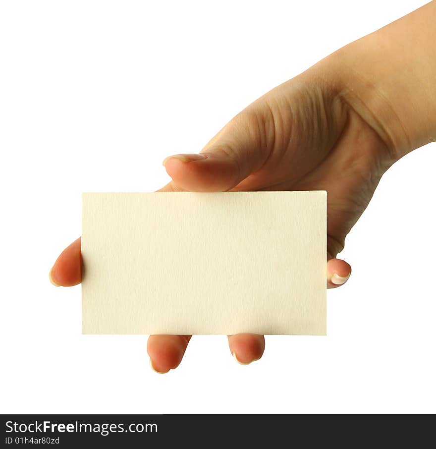 Card blank in a hand