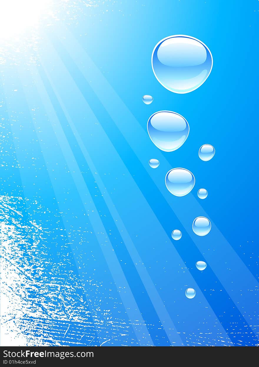 Blue water with bubbles. Vector illustration. Blue water with bubbles. Vector illustration.