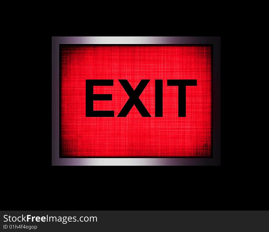 An exit sign on a black background