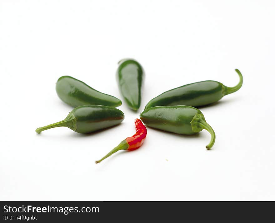 5 jalapenos and one chili outside. 5 jalapenos and one chili outside