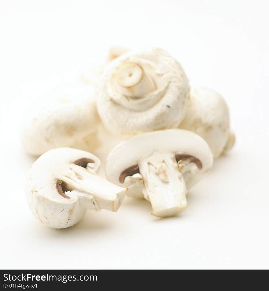 Bounch of button mushrooms isolated on white background. Bounch of button mushrooms isolated on white background