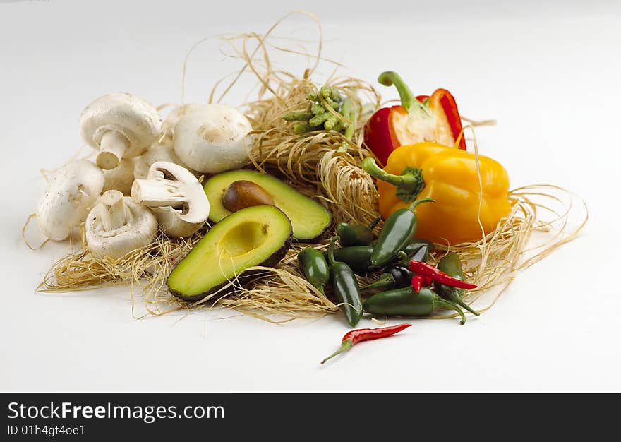 Mixed greens isolated on white background