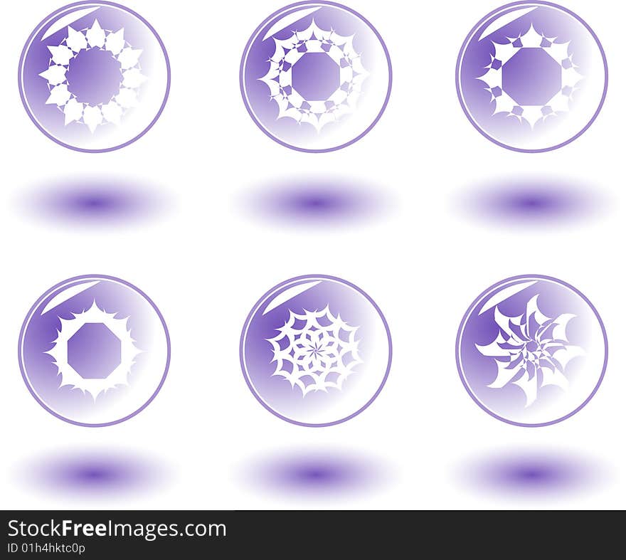 Six beautiful different snowflakes.Vector illustration