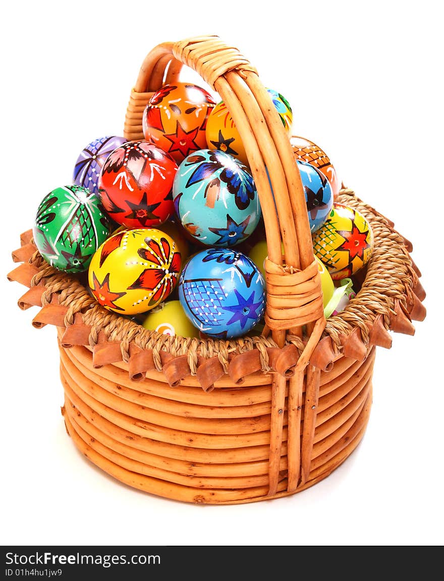 Easter Eggs in wicker basket