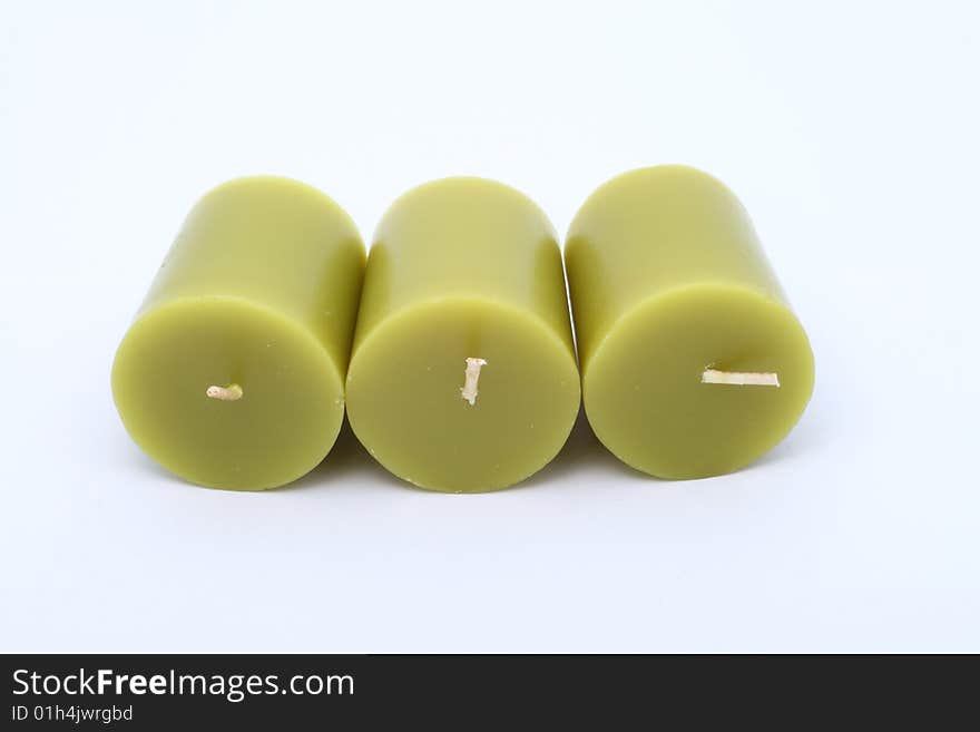 The are candles on white background