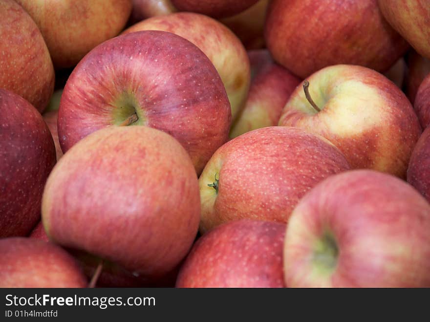 A close up of red apples