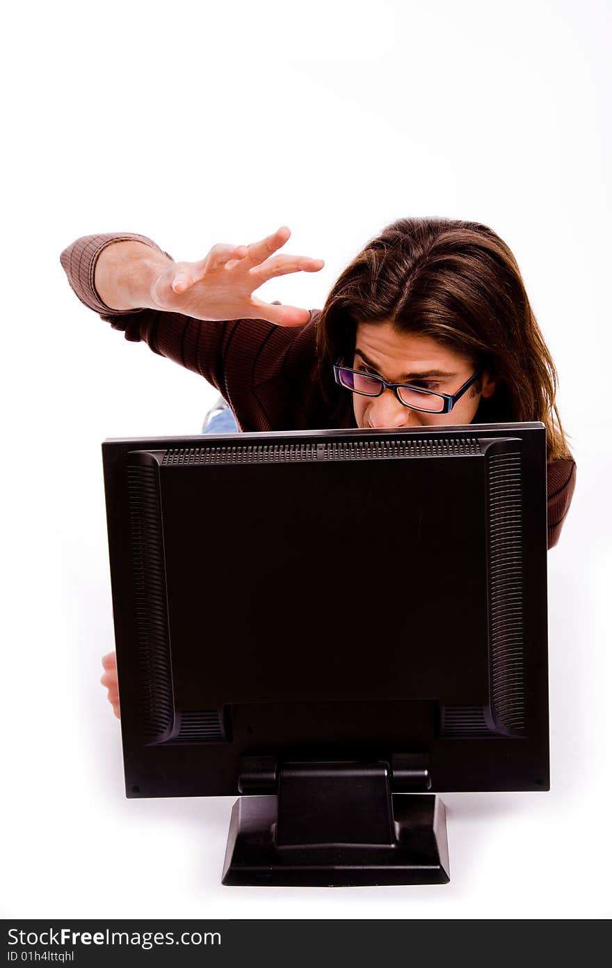 Side Pose Of Man Playing Videogame