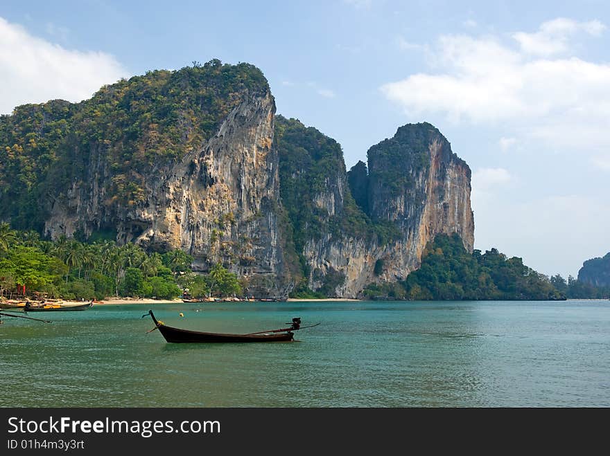 Carst cliffs of Railay beach, Krabi province, Thailand