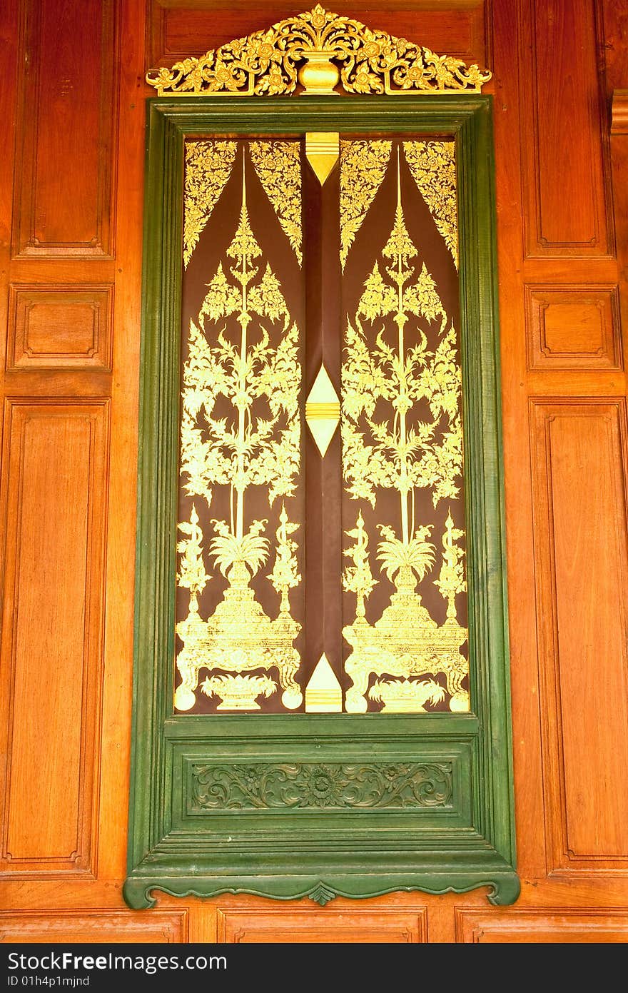 The gold window in supreme traditional Thai art, Ayutthaya province, Thailand. The gold window in supreme traditional Thai art, Ayutthaya province, Thailand.