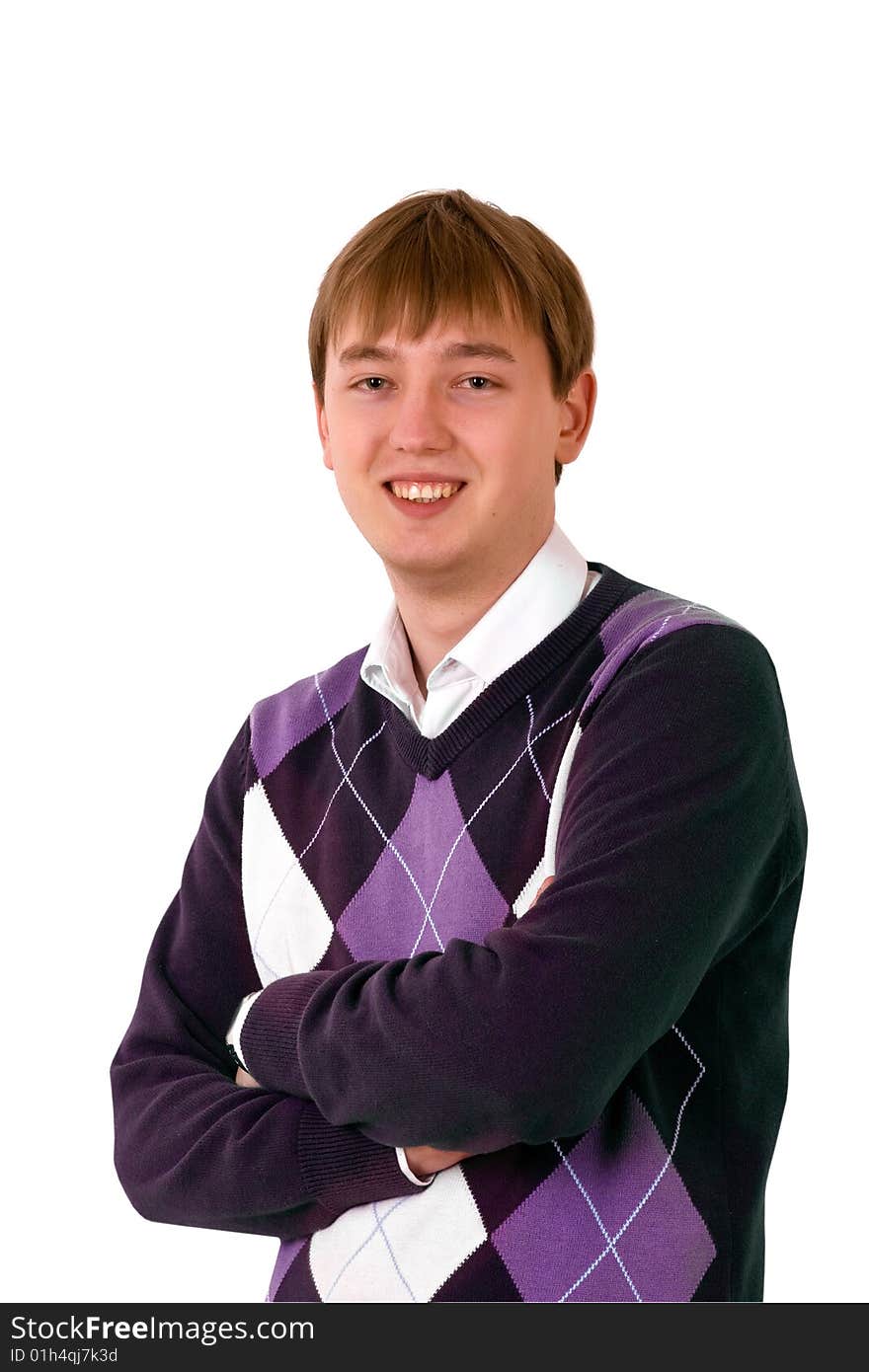 Young Businessmann in front of the white background