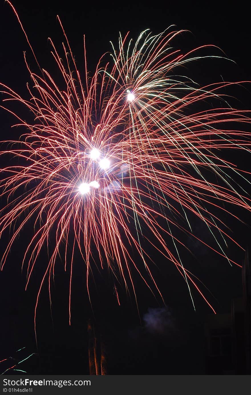 Fireworks in the night sky just like chrysanthemums. Fireworks in the night sky just like chrysanthemums