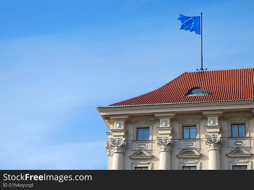 Building with European Union flag