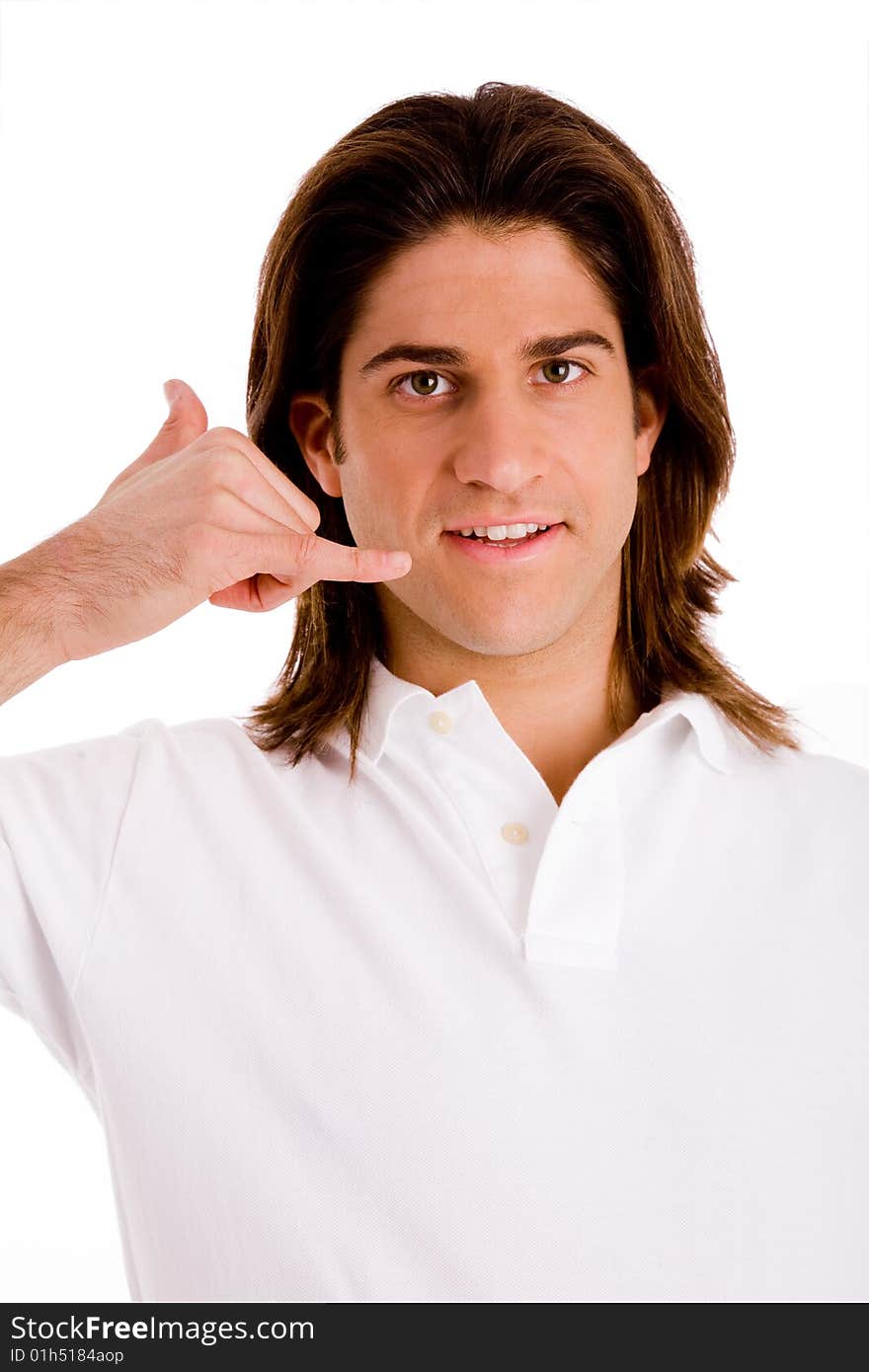 Portrait of thinking man looking up on an isolated white background