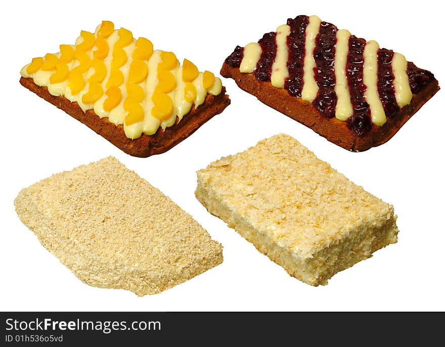 Collection of four cake with clipping path