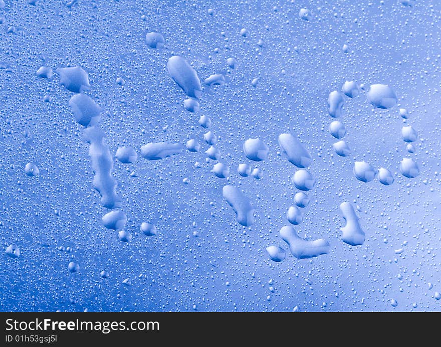 Mineral water drops on blue light background