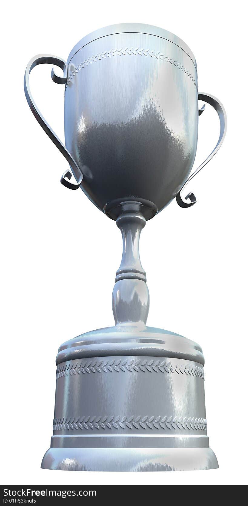 3d image of silver cup. White background.