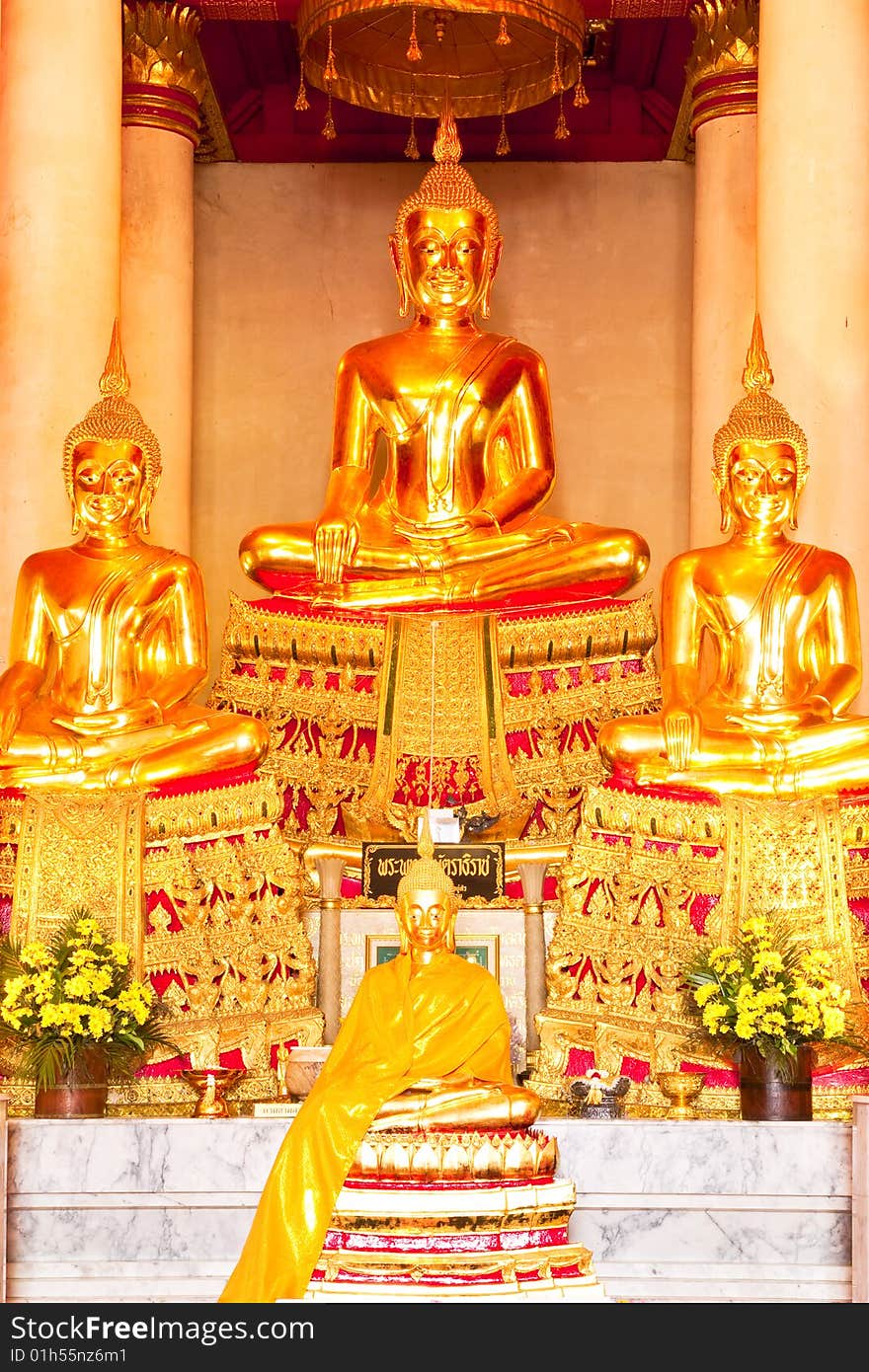 ฺBuddha images in Buddhist church, Aytthaya province, Thailand. ฺBuddha images in Buddhist church, Aytthaya province, Thailand.