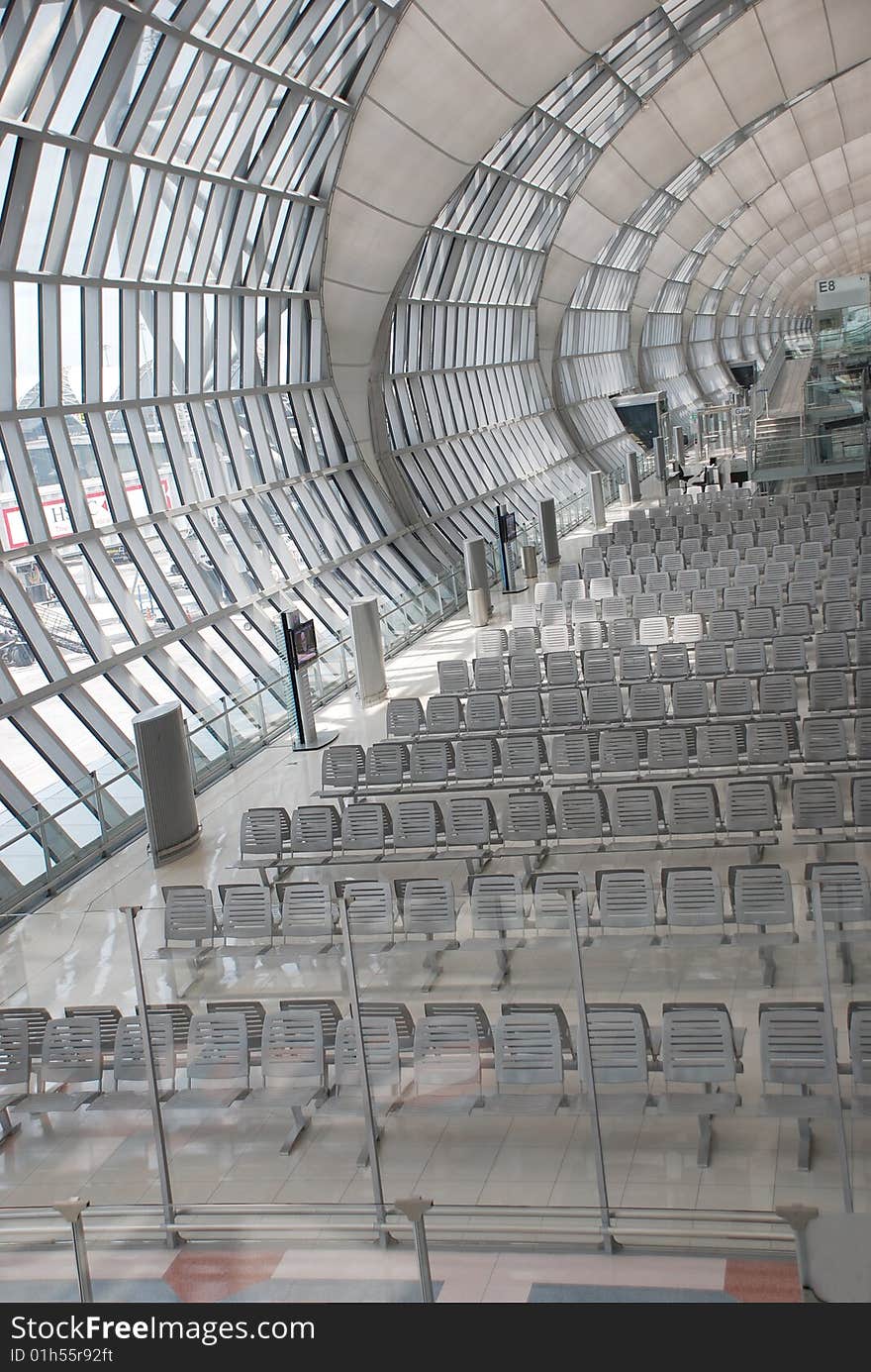 Futuristic modern abandoned gate in Bangkok airport. Futuristic modern abandoned gate in Bangkok airport