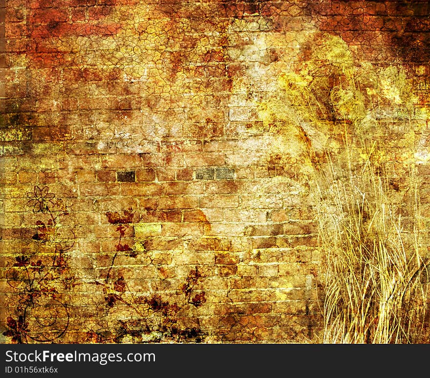 Abstract grunge background with stains, cracks,floral,filigree, texture