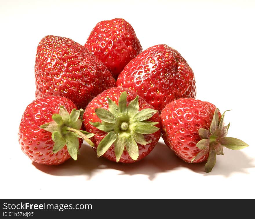 Strawberries and pure white background