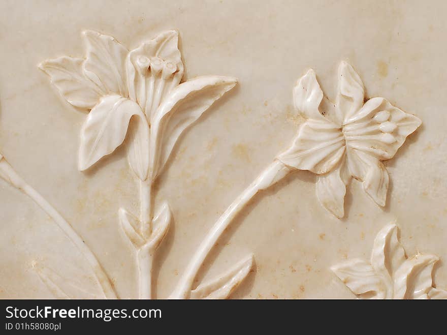 Fine Flower Sculpture on the marble wall