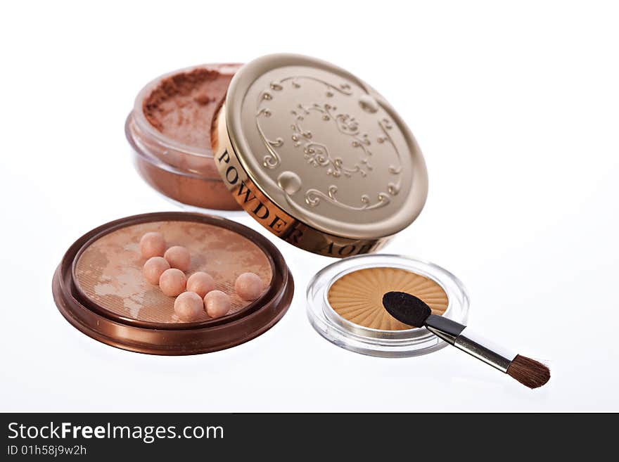 Still life with cosmetics on the white background