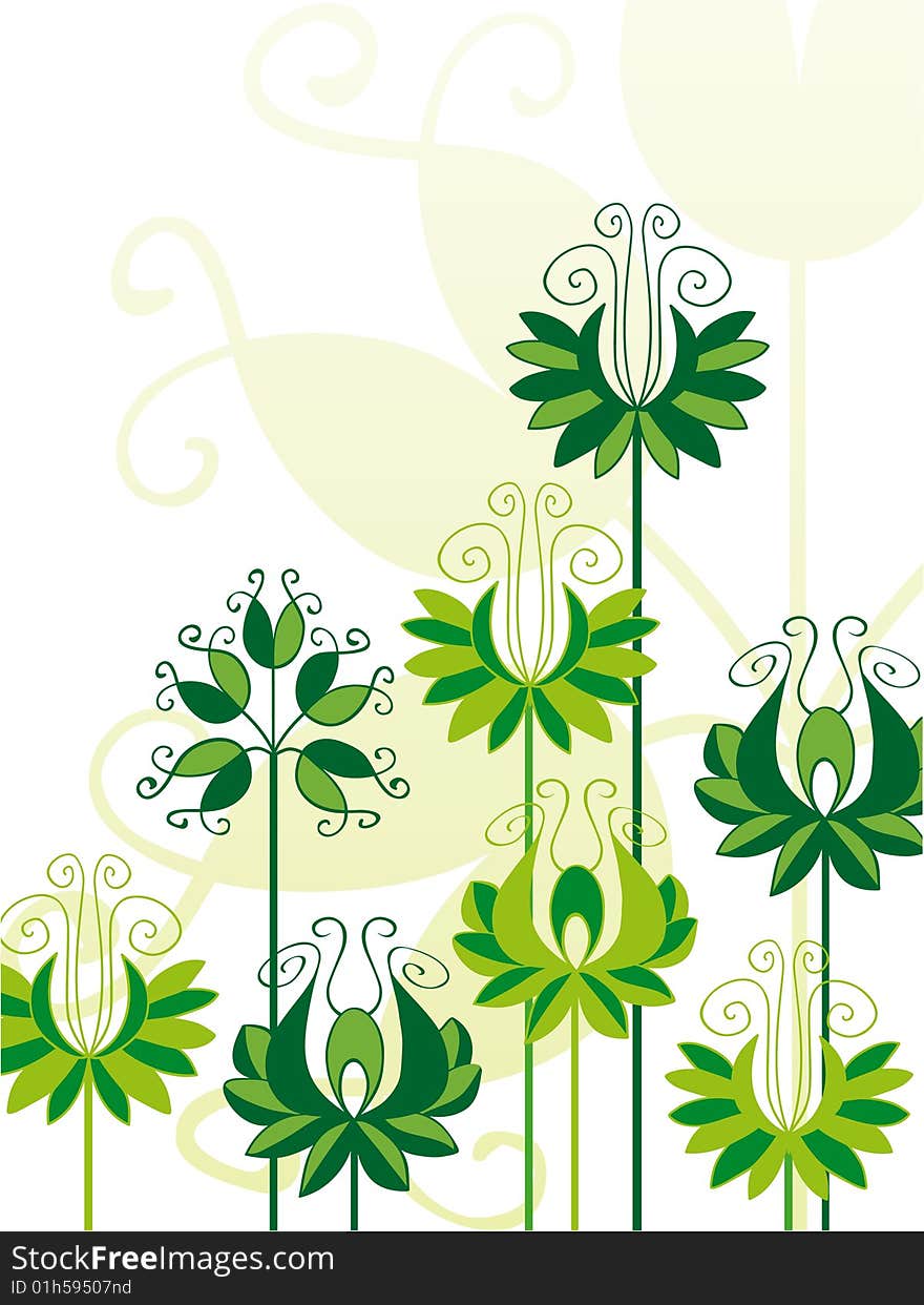 Ornate green flower  background.