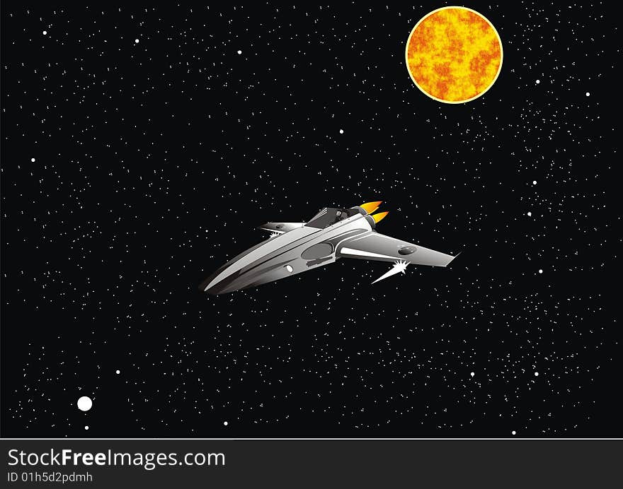 Vector: A space shuttle conducts a fight in the opened space