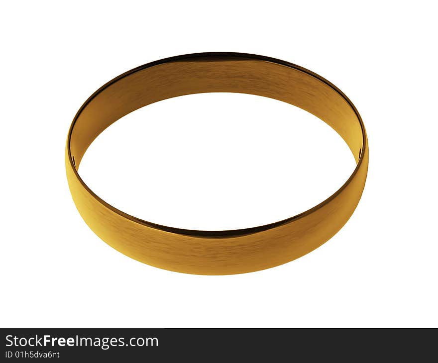 3d golden wedding ring isolated