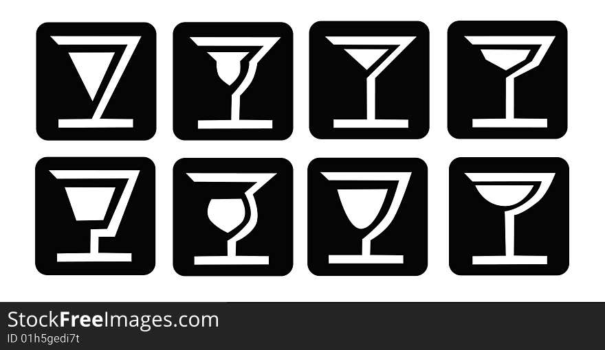 Illustration of 8 stylish cocktail design. Illustration of 8 stylish cocktail design