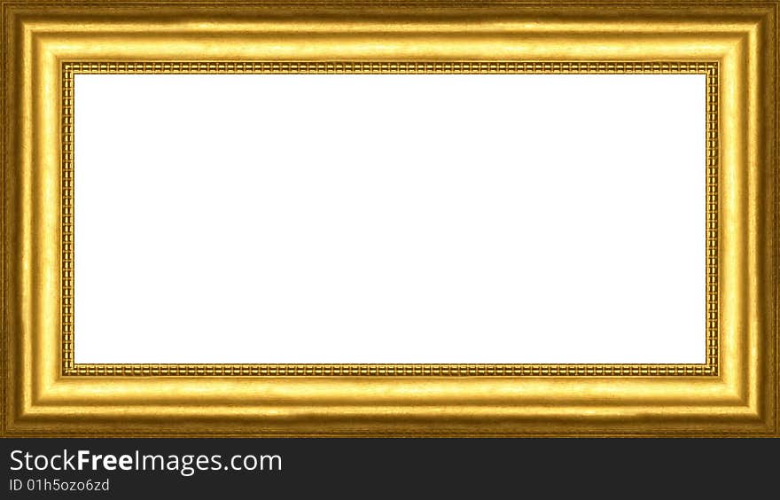 A picture gold frame on a white