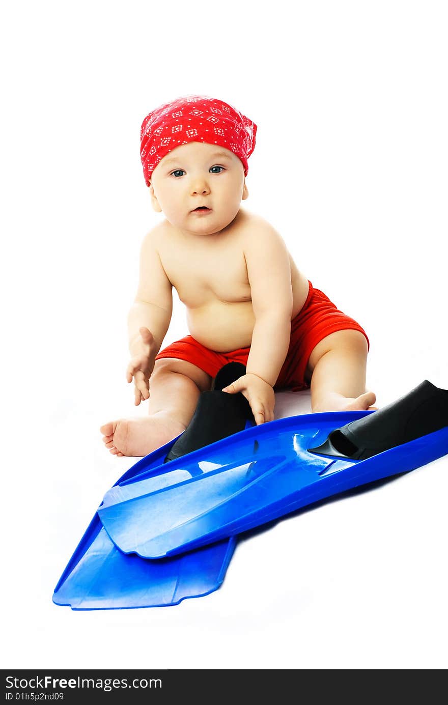 Cute Baby With Blue Flippers