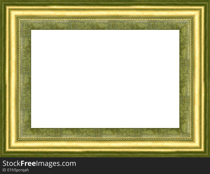 A picture gold frame on a white