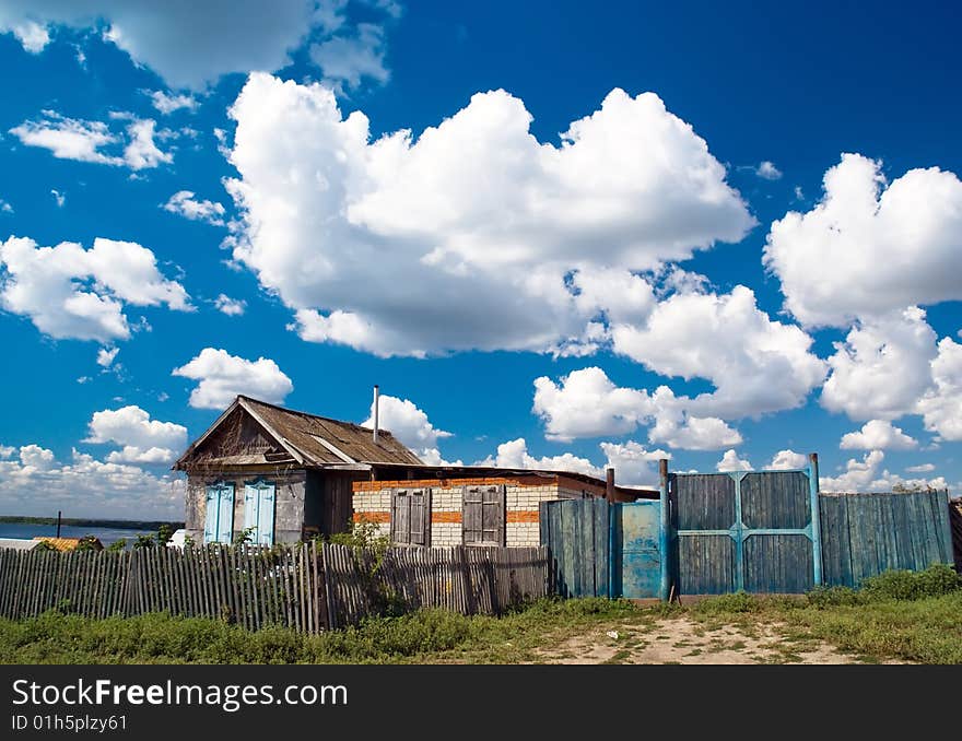 Traditional house in common Russian village. Rural Russia. Traditional house in common Russian village. Rural Russia