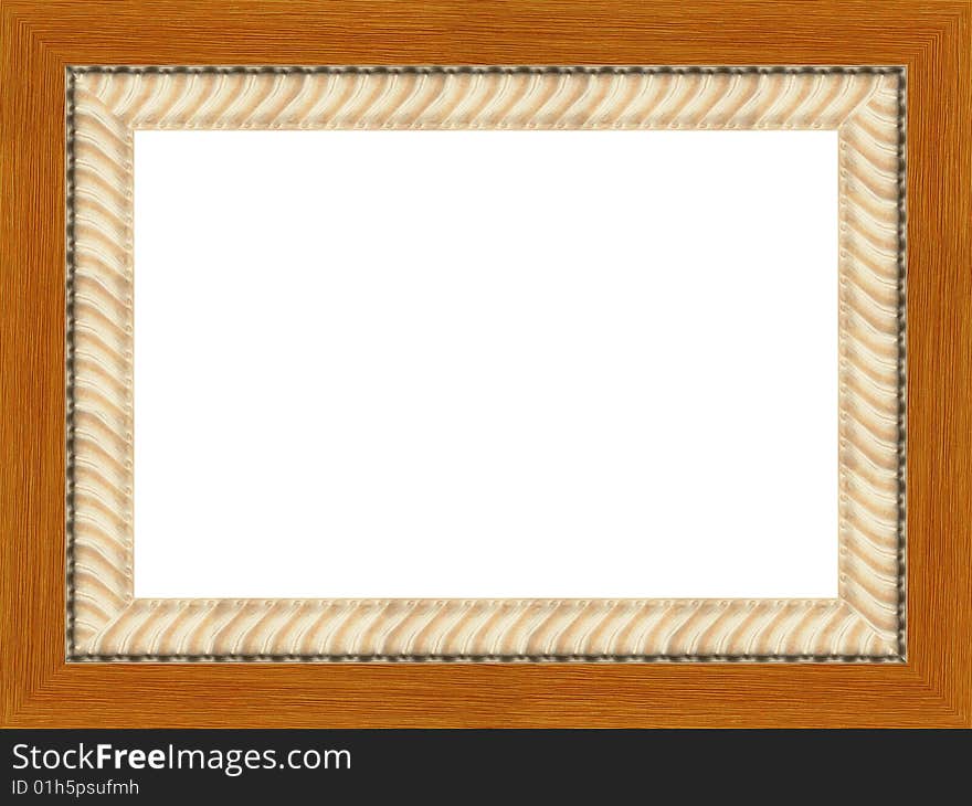 A picture gold frame on a white