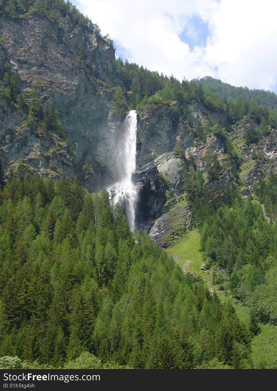 View of a water fall in the forest. View of a water fall in the forest