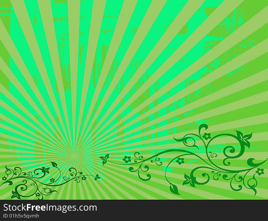 Stock photo: an image of green abstract background with rays